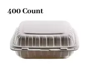 [ 400 Pack ] 3 Compartment Clam Shell Take Out Food Container 9 inch