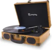 Popsky Record Player, 3-Speed Vintage Style Turntable, Bluetooth Record Player w
