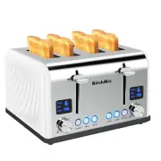 Toaster 4 Slice, Bagel Stainless Toaster with LCD Timer, Extra Wide Slots, Du...