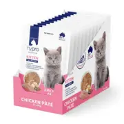 Hypro Premium Kitten Grain Free Chicken Pate 85gm x 12 Pack Omega 3 6 Cat Food