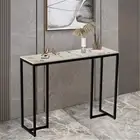 Black Console Table With White Marble Tabletop For Entryway Hallway Living Room