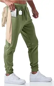 [Born Tough] Mens Workout Joggers Pants, Tapered Bodybuilding Gym Joggers, Athletic Running Sweatpants with Zipper Pockets