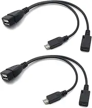2-in-1 Micro USB to USB Adapter (OTG Cable + Power Cord) for Fire Stick, PlayStation Classic and More - Pack of 2