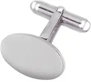 [Select Gifts] Box Set Shirt Tie Bar Slide 53mm Sterling 925 Solid Silver Plain Oval Cufflinks