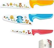 4-Piece Children's Knife Set, Safety, Stainless Steel Blade, Serrated Edge, Children's Kitchen Knife, Learning to Cut Fruit or Vegetables, Children's Knife from 3 Years