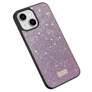 Back Cover for iPhone 15 Plus,Fall Proof PU Leather Coated PC+TPU Glitter Sequins Phone Case