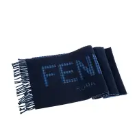 在飛比找Yahoo奇摩購物中心優惠-FENDI 經典羊毛雙色格紋FENDI ROMA字母圖案流蘇