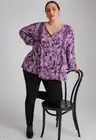 beme Top Plus Size 22 Tunic Blouse Shirt Button Up Lace Long Sleeve Purple RP$80