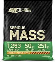 Optimum Nutrition Serious Mass Weight Gainer Whey Protein Powder with Vitamins, Creatine and Glutamine. Protein Shakes by ON - Chocolate Peanut Butter, 16 Servings, 5.45kg