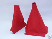 FITS NISSAN SKYLINE R32 R33 GEAR&HANDBRAKE BOOTS RED LEATHER