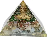 Pyramid Tatva Orgonite Pyramid - Clear Quartz, Petrified Wood, Dioptase, Golden Rutile, Fancy Agate, Blood Stone with Aquamarine Size - 2.5-3 inch Natural Healings Crystal Chakra Balancing