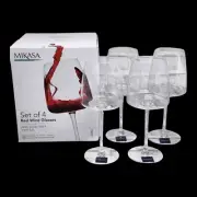 Mikasa CORA Fine Crystal Wine Glasses Set of 4 (15 OZ) Lead Free, New in Box