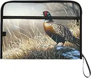 YMXFXP Expandable Filing Folder Pheasant Vintage Grassland, 13-Pocket Funny Cute Design with Sticky Labels, A4 Letter Size Document Organizer for Office, School, Boys, Girls