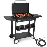 3 Burner Gas Griddle,23''Outdoor Propane Griddle with Hood,Portable Flat Top Gas Grill - Griddle Station for Camping