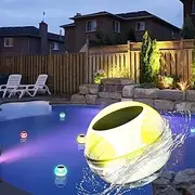 resome Floating Pool Lights Solar Powered, RGB Color Changing Solar Floating Pool Lights, 3 Modes IP65 Waterproof Solar Pool Lights That Float for Swimming Pool,Pond,Bath,Spa Party Decor (White)