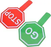 NUOBESTY 2-pack Double-sided Traffic Safety Signs Paddle for/go Waterproof Educational Traffic Control Props
