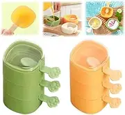 THJOPOKEEL 2Pcs Creative Multi-Layer Ice Cream Mold, Homemade Ice-Cream Mould, Multi-Layer Popsicle Mould, Reusable Ice Pop Molds for Kids（Triple Layer）
