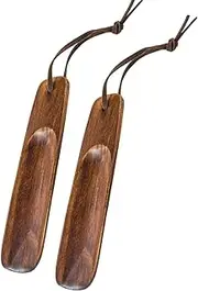 [Baluue] 2pcs Shoe Horn Tool Shoes Heel Lifts Shoe Stretcher Women Shoe Lifter Shoe Women Shoe Extractor Wooden Shoehorns Durable Shoehorns Log Brown