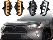 Pair of Car LED Fog Lamp Compatible for Toyota RAV4 2018-2021 Front Fog Light Bulb Car Running Light Auto LED Light Easy Install