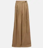 [Dries Van Noten] Dries Van Noten Low-rise cotton twill wide-leg pants AU 10 beige