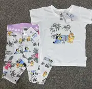 Bonds Bluey Size 3 Beach BNWT Leggings and T Shirt Set White Bingo ABC Kids Girl