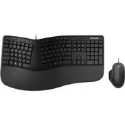 Microsoft Ergonomic Desktop Keyboard & Mouse - USB 2.0 Type A Cable Keyboard - Keyboard/Keypad Color: Black