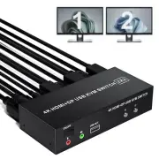 Dual Monitor USB DP KVM Switch HDMI 2 Port 4K@60Hz Extended Display Keyboard