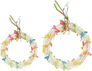 Parakeet Swing,Ring Bird Perch Toy - Colorful Parakeet Parrot Cockatiel Cage Perch Ring Swing Toy with Leaves