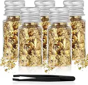ElevateTech Decorative Gold Leaf, 5 Pcs Gold Flakes Food Golden Leaf Cake Decoration Golden Foil Flakes for Cake Cooking Dessert Decorating Baking Chocolates Decor Nail Art Spa Crafts Makeup