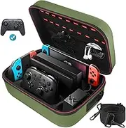 Switch Case Compatible with Nintendo Switch/Switch OLED Model, Portable Full Protection Hard Shell Soft Lining Travel Carrying Storage Case for Switch Console Pro Controller Accessories Green