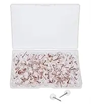 Tupalizy 100PCS 1/3 Inch Decorative Push Pins Transparent Plastic Head and Rose Gold Steel Point Thumb Tacks Flat Clear Map Marking Pins for Bulletin Cork Board,DIY Craft Home Office Use (Rose Gold)