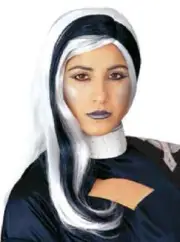 Slayer Streaked Wig Vampire Witch Fancy Dress Halloween Adult Costume Accessory