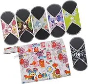 Healeved 7pc Menstrual Pad Set Bamboo Charcoal Towel Reusable Washable Super Absorbent Breathable Panty Liners