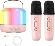 Karaoke Speaker - Rechargeable Karaoke Machine with 2 Wireless Microphones | 360° Colorful Atmosphere Light Music Player, Portable Sound Box for Birthday, Wedding, Christmas