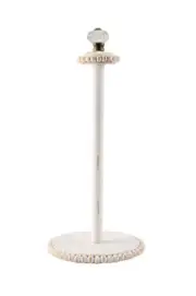 Doorknob Wood Beaded Paper Towel Holder, White, 15"