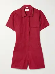 [Rivet Utility] Rivet Utility - Dreamer Linen Playsuit - Red - medium medium Red