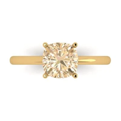 2.0Ct Cushion Cut VVS1 Natural Morganite Solid Gold Solitaire Engagement Ring