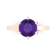 2.5Ct Round Cut - Natural Gemstone Solitaire Ring Rose Gold, Anniversary Gift