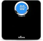 ALLIUMS Digital Body Weight Scale with Step-On Technology, Large Blue LCD Backlight Display, High Precision and Highly Accurate (Black)