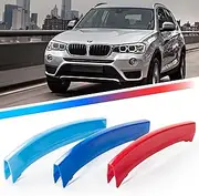 Kidney Grille Insert Clips 3pcs - Car Front Grill Mesh M-Sport Covers, Grille Insert Trims Strips, ABS Snap-on Front Grill Trim for B-M-W F25 X3 LCI 2014-2017 (7 Slats)