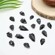 Black Obsidian Arrowhead Pendant Raw Point Carved Dragon Glass 3-5cm x 1 Piece