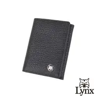 在飛比找momo購物網優惠-【Lynx】美國山貓大象紋進口牛皮2卡名片夾/皮夾/短夾(黑