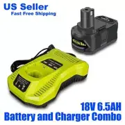 Lizone 6.5AH for Ryobi 18V 4.0Ah Battery and Charger Combo PBP004 P108