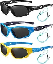 [Rocf Rossini] Flexible Kids Sunglasses Polarized Sports Sun Glasses Girls Boys Cycling Shades with Straps UV400 Protection Eyewear for Age 3-10