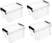 KAILIKETIY 4pcs Boxes Mini Storage Box Storage Containers with Lids Storage Bins with Lids Extra Large Storage Bin Food Storage Containers Stackable Storage Bins White Plastic