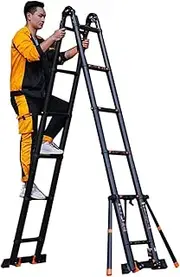 Aluminum Alloy Telescoping Ladder with Wide Pedal Extension Ladder Portable & Stable Retractable Ladder Folding Ladder