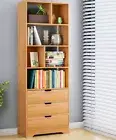 Luna 1.8m Tall Shelf Cupboard Bookshelf Wardrobe with Drawers (Oak)