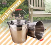 Heavy Duty Stainless Steel SS Bucket Handle Camping Marine Pail 8 10 12 16 L