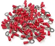 BIZOCA 50/10pcs Ring Insulated Terminal Cable Wire Connector Electrical Crimp Terminal Cord Pin End Butt RV1.25 RV2 R5(Red RV1.25-6,10pcs)