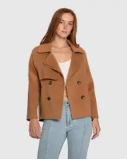 [Belle & Bloom] I'm Yours Wool Blend Peacoat - Camel